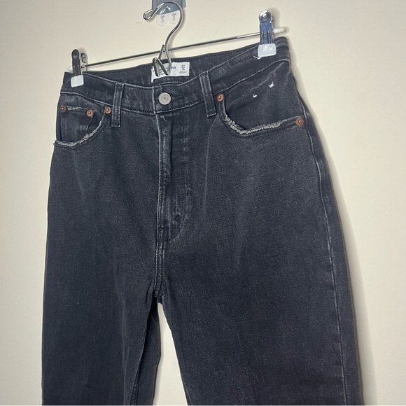 A+F The Ankle Straight Ultra High Rise Distressed Minimalist Goth Edgy Jeans - Picture 4 of 11